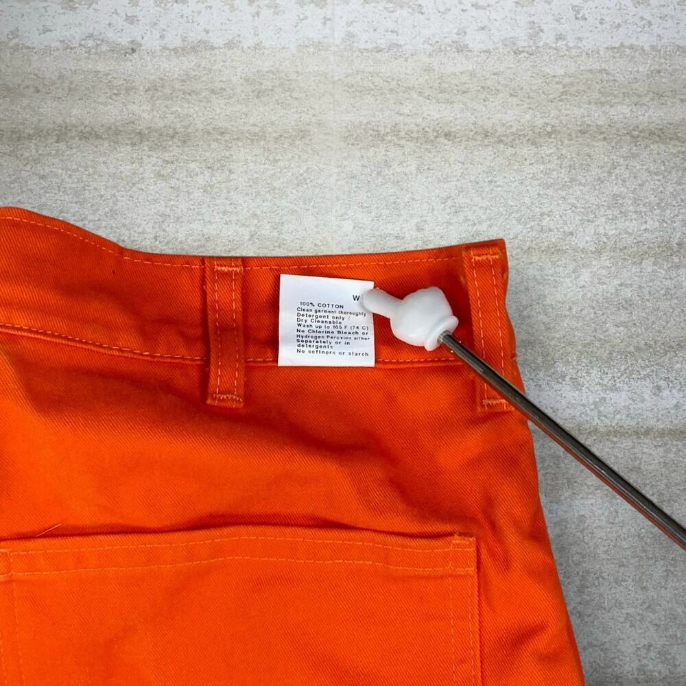 Vintage 90s Flame Resistant Carpenter Pants 36x34 Baggy Wide Leg Orange Cotton - Picture 5 of 9